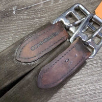 Padded Leather Girth, x2 els, d ring *gc, older, clean, cuts, rubs, scuffs, els pills/frays/snags
