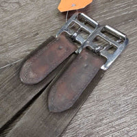 Padded Leather Girth, x2 els, d ring *gc, older, clean, cuts, rubs, scuffs, els pills/frays/snags
