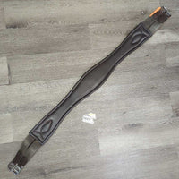 Padded Leather Girth, x2 els, d ring *gc, older, clean, cuts, rubs, scuffs, els pills/frays/snags
