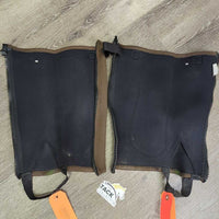 Pr Neoprene Half Chaps, Top velcro strap *gc/vgc, dirty, hairy, dents, stains, older
