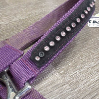 Nylon Halter, adj, snap, bling *gc, clean & mnr dirt, rust & stains, bling: unstitched & missing
