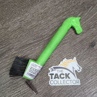 Horse Head Plastic Hoof Pick, Bristle Brush *gc/vgc, clean, mnr stains, rust, residue & bent bristles
