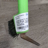 Horse Head Plastic Hoof Pick, Bristle Brush *gc/vgc, clean, mnr stains, rust, residue & bent bristles
