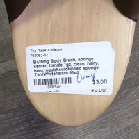 Bathing Body Brush, sponge center, handle *gc, clean, hairy, bent, squished/chipped sponge
