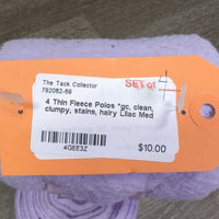 4 Thin Fleece Polos *gc, clean, clumpy, stains, hairy
