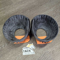 Ribbed Rubber Bell Boots, velcro *vgc/xc, thick film, scratches, scuffs
