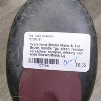 Hard Bristle Mane & Tail Brush, handle *gc, clean, residue, scratches, scrapes, missing ball ends
