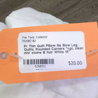 Pr Thin Quilt Pillow No Bow Leg Quilts, Rounded Corners *vgc, clean, mnr stains & hair
