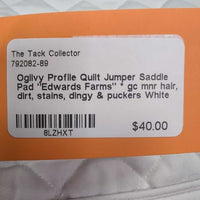 Quilt Jumper Saddle Pad "Edwards Farms" * gc mnr hair, dirt, stains, dingy & puckers
