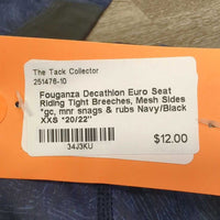 Euro Seat Riding Tight Breeches, Mesh Sides *gc, mnr snags & rubs
