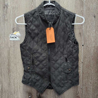 Light Quilt Vest, Zipper *gc, older, faded, puckers
