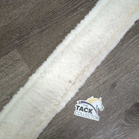 Cotton & Nylon Web Fleece Lined Girth, 2x els, D Ring *gc, clean, mnr hairy, clumpy, thin edges
