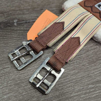 Cotton Nylon Web Fleece Lined Girth, 2x els, D Ring *vgc, clean, mnr stains, hair & clumpy
