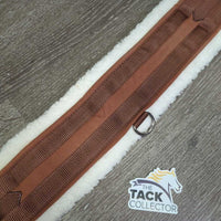 Cotton Nylon Web Fleece Lined Girth, 2x els, D Ring *vgc, clean, mnr stains, hair & clumpy
