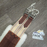 Cotton Nylon Web Fleece Lined Girth, 2x els, D Ring *vgc, clean, mnr stains, hair & clumpy
