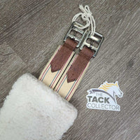 Cotton Nylon Web Fleece Lined Girth, 2x els, D Ring *vgc, clean, mnr stains, hair & clumpy
