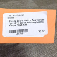 Plastic Spurs, Velcro Spur Straps *gc, dirty, grass, cracking/peeling straps
