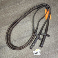Thick Padded Rubber Reins, Finger Stoppers *gc/fair, clean & dirt, cracking/peeleing edges
