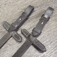 Thick Padded Rubber Reins, Finger Stoppers *gc/fair, clean & dirt, cracking/peeleing edges
