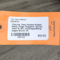 Thick Padded Rubber Reins, Finger Stoppers *gc/fair, clean & dirt, cracking/peeleing edges
