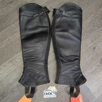 Pr Half Chaps, back zip, bag *gc, older, clean, residue, deep creases, rubs, Elastic: stretched, Zips: sticky, wavy
