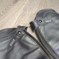 Pr Half Chaps, back zip, bag *gc, older, clean, residue, deep creases, rubs, Elastic: stretched, Zips: sticky, wavy
