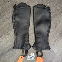 Pr Half Chaps, back zip, bag *gc, older, clean, residue, deep creases, rubs, Elastic: stretched, Zips: sticky, wavy

