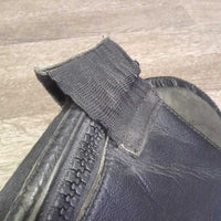 Pr Half Chaps, back zip, bag *gc, older, clean, residue, deep creases, rubs, Elastic: stretched, Zips: sticky, wavy
