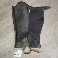 Pr Half Chaps, back zip, bag *gc, older, clean, residue, deep creases, rubs, Elastic: stretched, Zips: sticky, wavy
