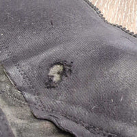 Pr Half Chaps, back zip, bag *gc, older, clean, residue, deep creases, rubs, Elastic: stretched, Zips: sticky, wavy
