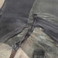 Pr Half Chaps, back zip, bag *gc, older, clean, residue, deep creases, rubs, Elastic: stretched, Zips: sticky, wavy
