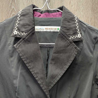 Show Jacket, Zipper, snaps *gc, faded? crinkled collar, stained cuffs, rubs, pills, mnr stains & unstitched seam
