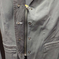 Show Jacket, Zipper, snaps *gc, faded? crinkled collar, stained cuffs, rubs, pills, mnr stains & unstitched seam
