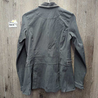 Show Jacket, Zipper, snaps *gc, faded? crinkled collar, stained cuffs, rubs, pills, mnr stains & unstitched seam
