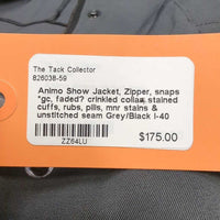 Show Jacket, Zipper, snaps *gc, faded? crinkled collar, stained cuffs, rubs, pills, mnr stains & unstitched seam
