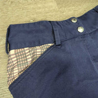 Euro Seat Breeches *gc/fair, unstitched seams, seam puckers, stickies: rubs & peeled, discolored plaid, stretched, puckers
