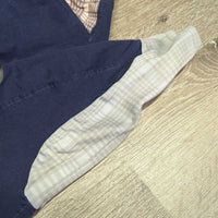 Euro Seat Breeches *gc/fair, unstitched seams, seam puckers, stickies: rubs & peeled, discolored plaid, stretched, puckers
