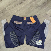 Euro Seat Breeches *gc/fair, unstitched seams, seam puckers, stickies: rubs & peeled, discolored plaid, stretched, puckers
