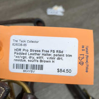 FS RSd Padded Leather Halter, patent trim *xc/vgc, dry, stiff, v.mnr dirt, residue, scuffs
