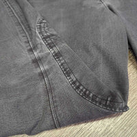 EuroSeat Denim Breeches *gc, puckered & faded seams, faded, stripes, mnr hairy velcro, older
