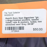 Euro Seat Breeches *gc, v.dingy/stained pockets, seams: faded, rubs & puckers, faded, mnr stretched seat
