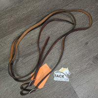 Narrow Light Short Tooled Leather Western Split Reins, Conway Buckles *like new/xc, mnr stains, dent, twist & rubs
