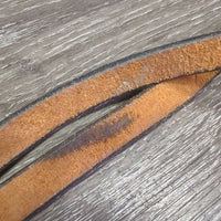 Narrow Light Short Tooled Leather Western Split Reins, Conway Buckles *like new/xc, mnr stains, dent, twist & rubs
