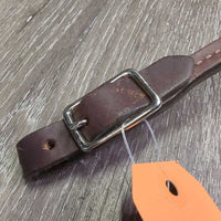 Thick Leather Western Curb - Chin Strap, buckles *vgc, clean, scrapes, dented ends, scratch
