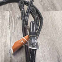 Smooth Leather Reins, Finger Stoppers, buckles *xc/like new, mnr creases, clean, No Stoppers
