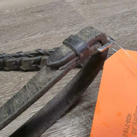 FS Rsd Thick Braided Reins, stoppers *gc, v.dirty, faded, rubs, scrapes, mismatched stoppers
