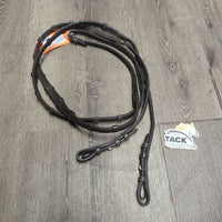"Chicago" FS Rsd Narrow Notched Rubber Reins *vgc, clean, residue/mnr dirt, dry, 0 stoppers
