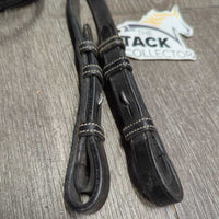 "Chicago" FS Rsd Narrow Notched Rubber Reins *vgc, clean, residue/mnr dirt, dry, 0 stoppers
