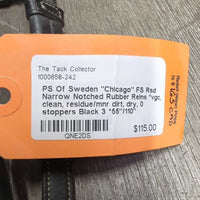 "Chicago" FS Rsd Narrow Notched Rubber Reins *vgc, clean, residue/mnr dirt, dry, 0 stoppers
