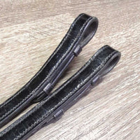 Rubber Lined Reins, Finger Stoppers, Patent Leather *xc, clean
